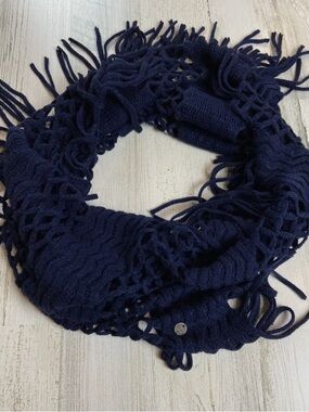 Vans Navy Knit Fringe Infinity Scarf
